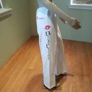Biker Licious White Sweatpants With Logo Size L